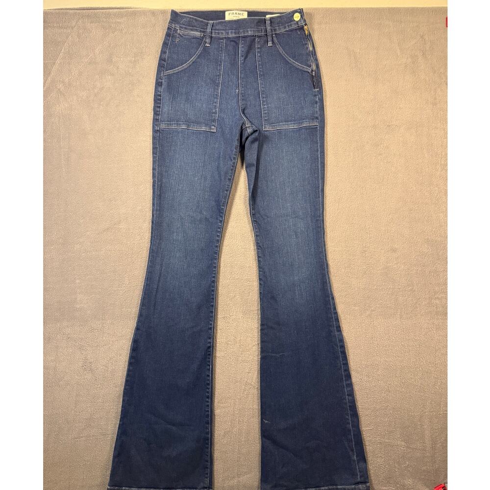 Frame Denim Le Flare de Francoise Jeans Dark Wash Size 29 (Long 36” inseam) hole